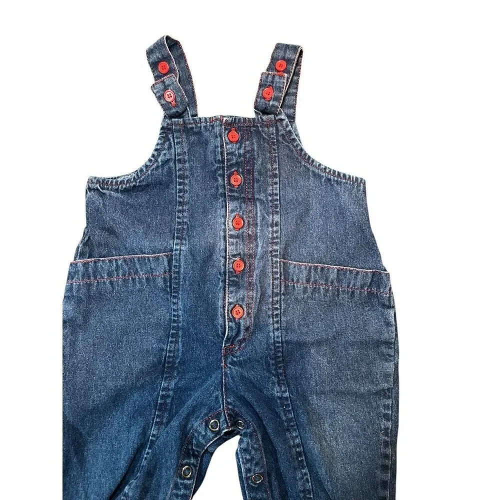 Vintage Rare McKids 18 Month Baby Toddler Blue Denim Overalls SEARS Exclusive